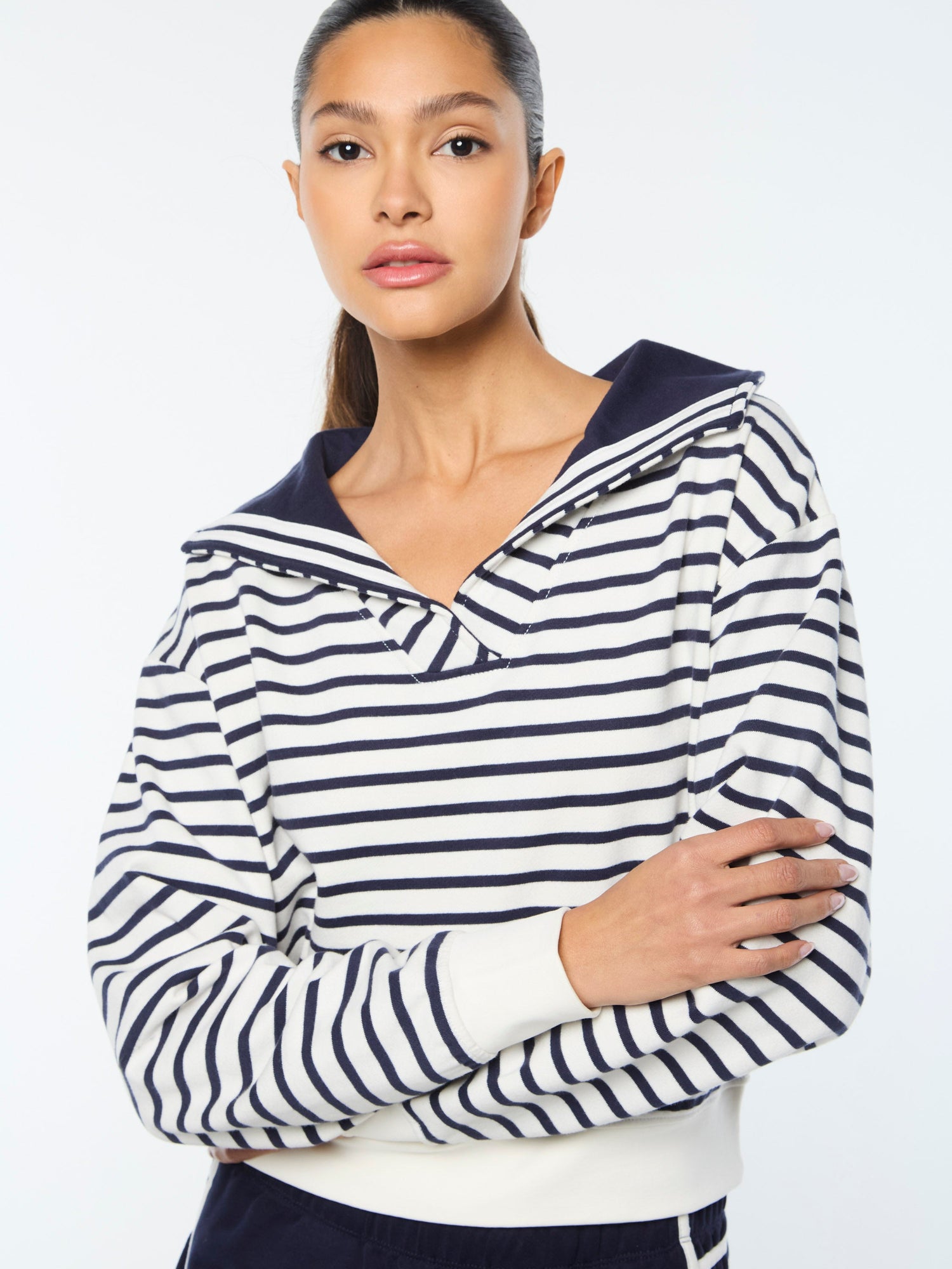 Women | Marina Sailor Collar Sweatshirt | Gardenia