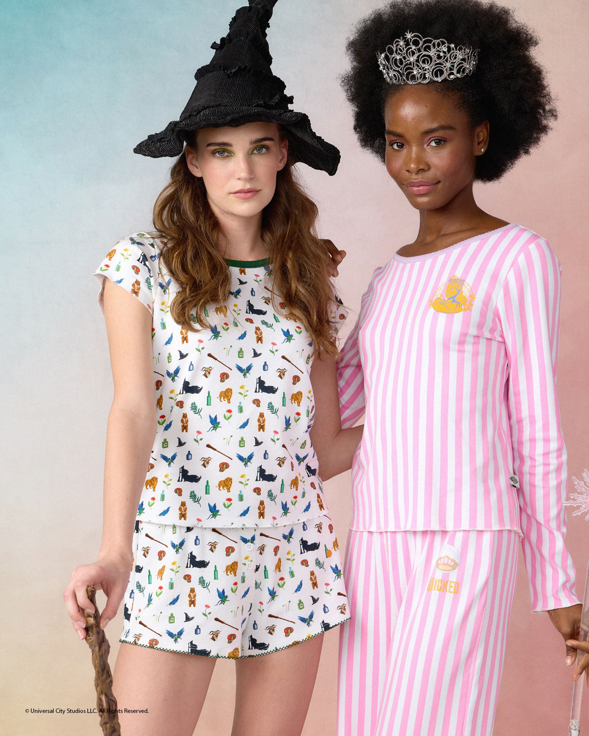 Womens | Elphaba Print Shortie Set x Wicked | Cream