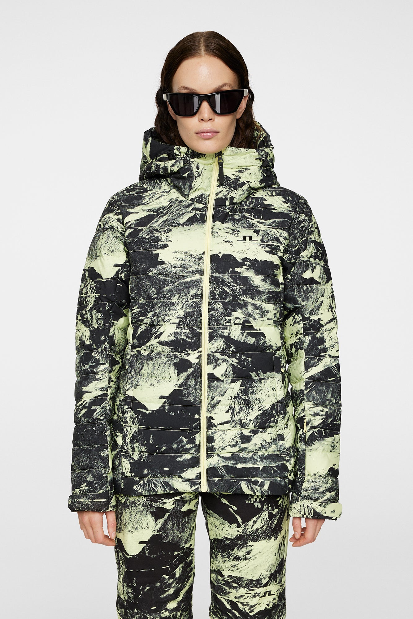 Women | W Thermic Down Jacket Printed | Mountain Glitch Lime