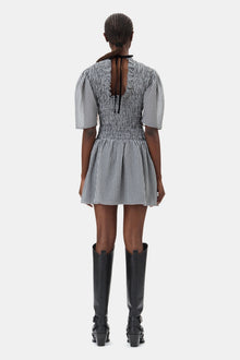 Sheer Check Mini Smock Dress | Black