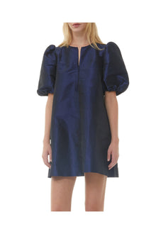 Shiny Taffeta Mini Dress | Sodalite Blue