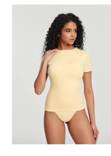 Short Sleeve Crew Neck Top | Lemon Meringue