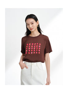 Silk Cooling Short-Sleeve Top | Brown