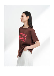 Silk Cooling Short-Sleeve Top | Brown