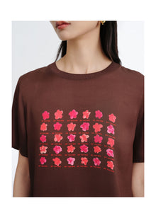 Silk Cooling Short-Sleeve Top | Brown