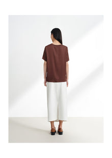Silk Cooling Short-Sleeve Top | Brown