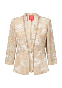 Silk Straight-Shoulder Blazer | Khaki