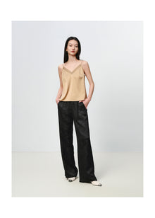 Silk V-neck layering camisole | Brown