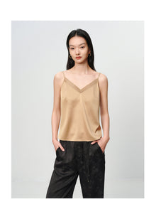 Silk V-neck layering camisole | Brown