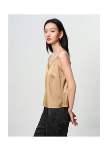 Silk V-neck layering camisole | Brown
