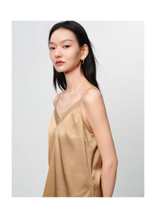 Silk V-neck layering camisole | Brown
