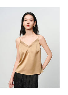 Silk V-neck layering camisole | Brown