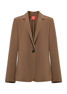 Silk Waist-Fitted Jacket | Brown