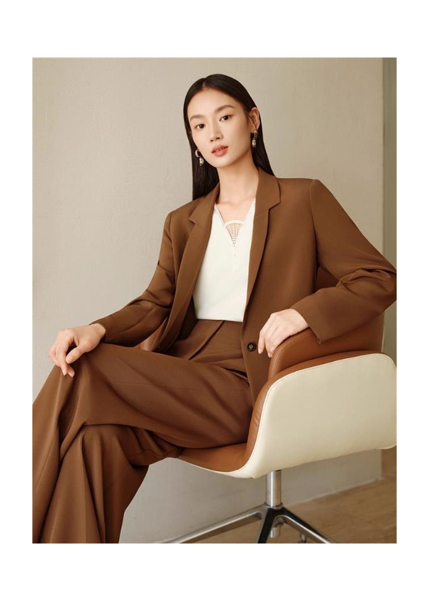 Silk Waist-Fitted Jacket | Brown