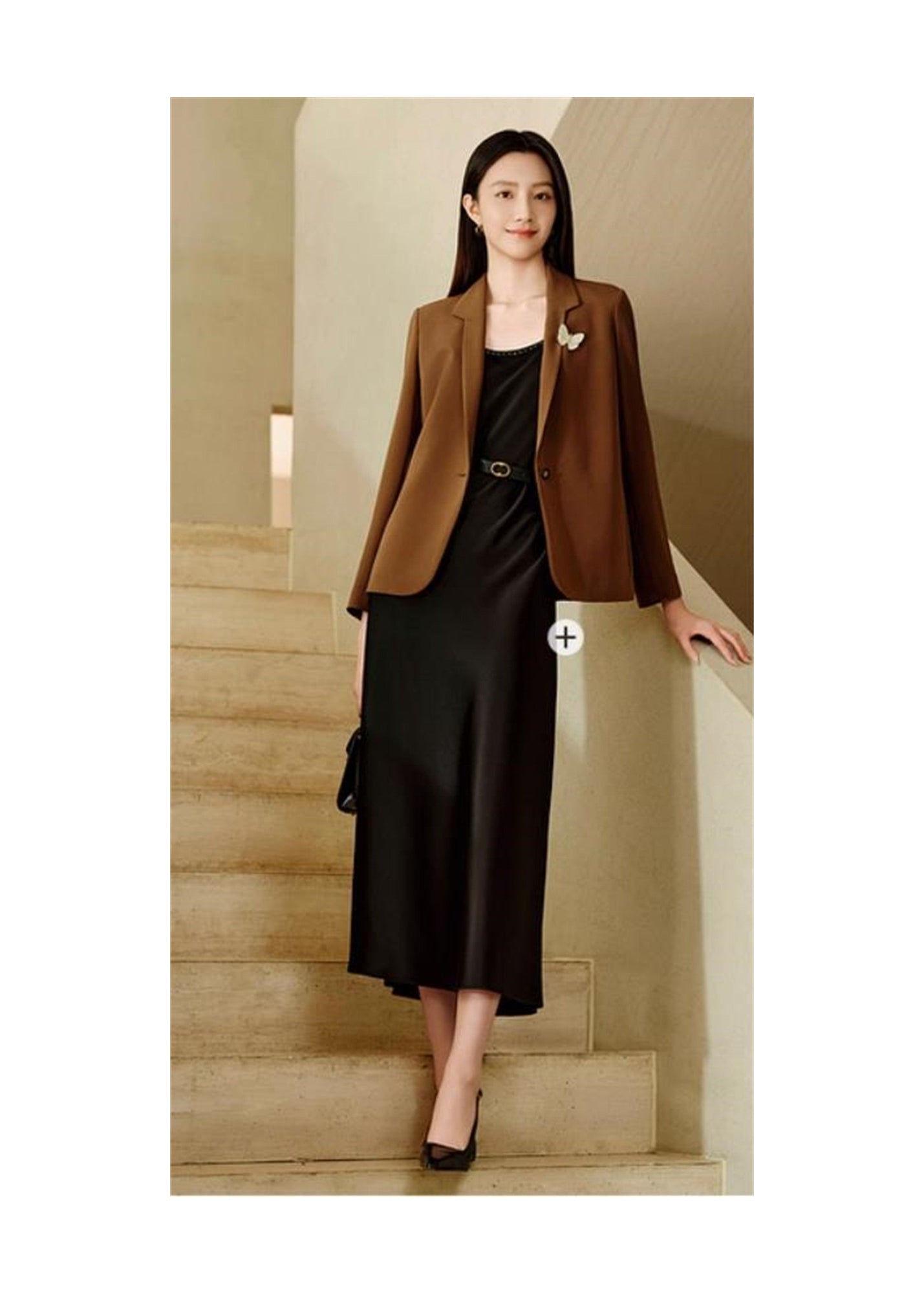 Silk Waist-Fitted Jacket | Brown