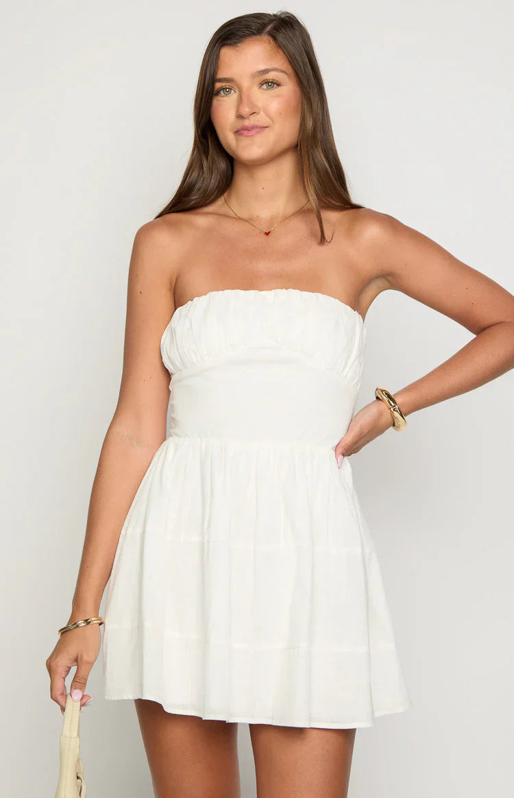 Sinai Strapless Mini Dress | White