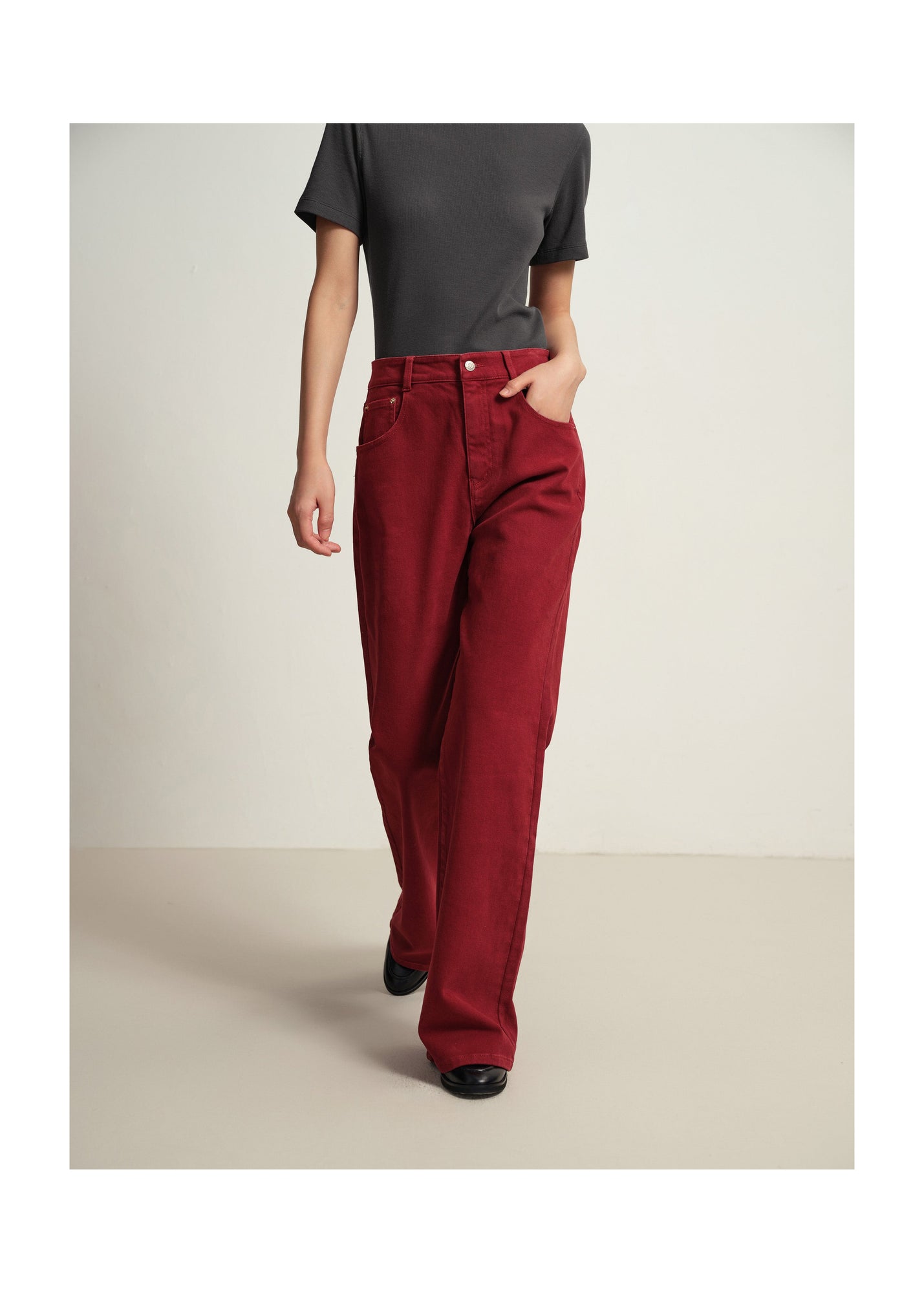 Slim Fit Pants | Red