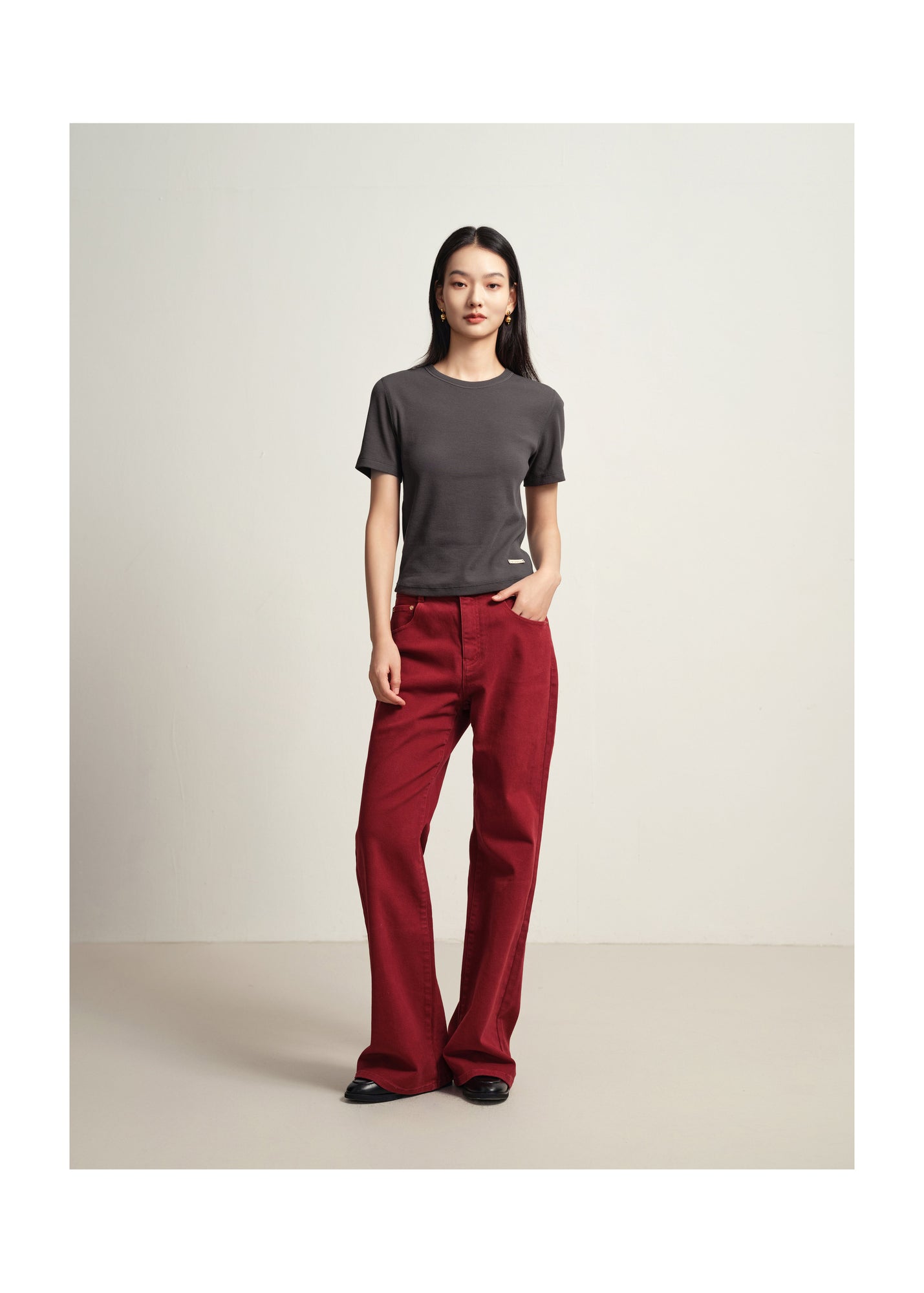Slim Fit Pants | Red
