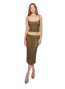 Womens | Slinky Rib Knit Midi Skirt | Forest Green