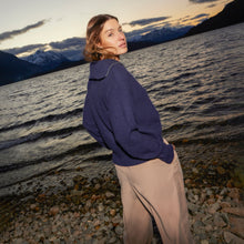 Sophia Chunky Cashmere Quarter Zip Pullover | Navy | Womens