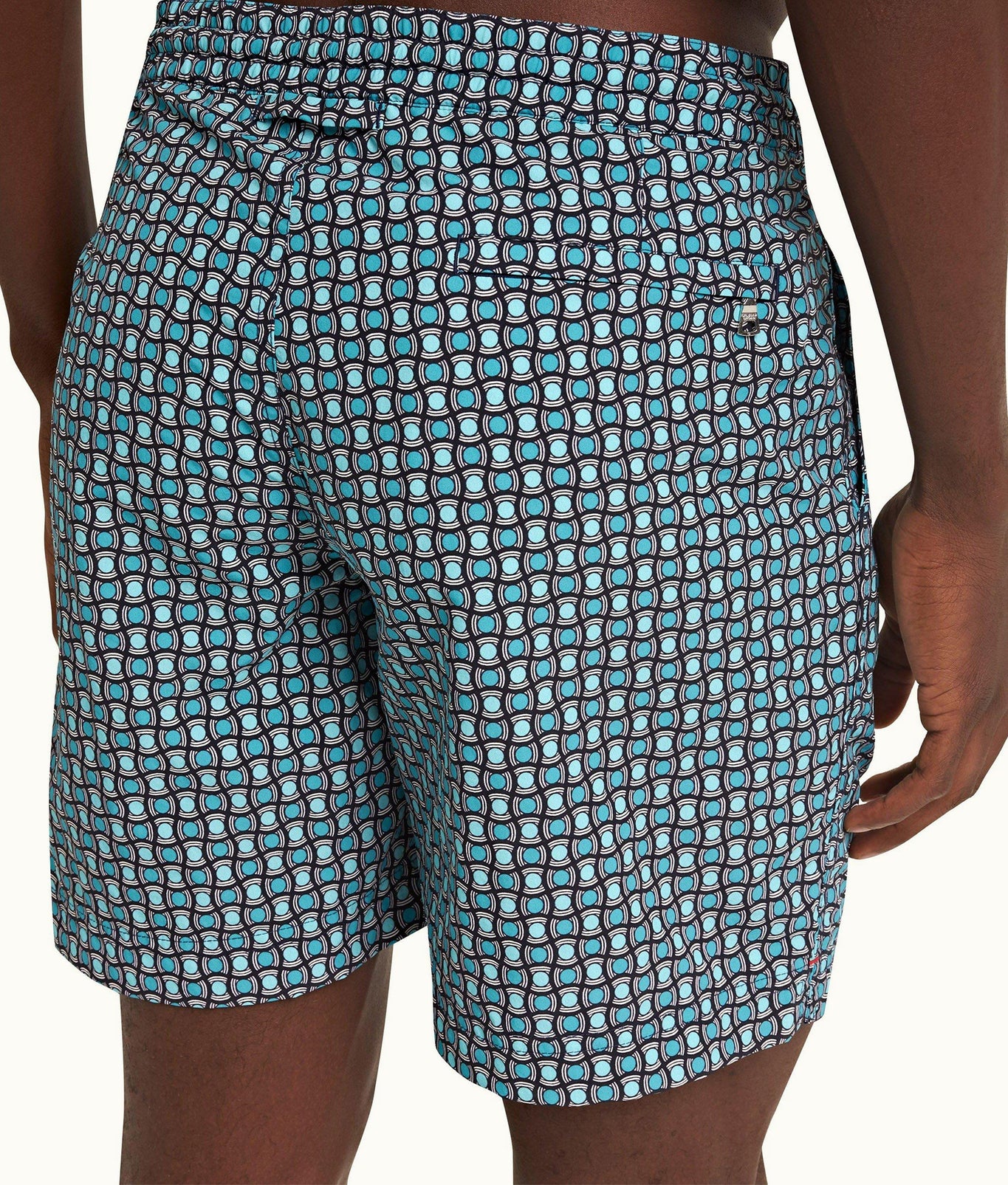 Standard Geo Tela Drawcord Mid-Length Swim Shorts | Crystal Sea