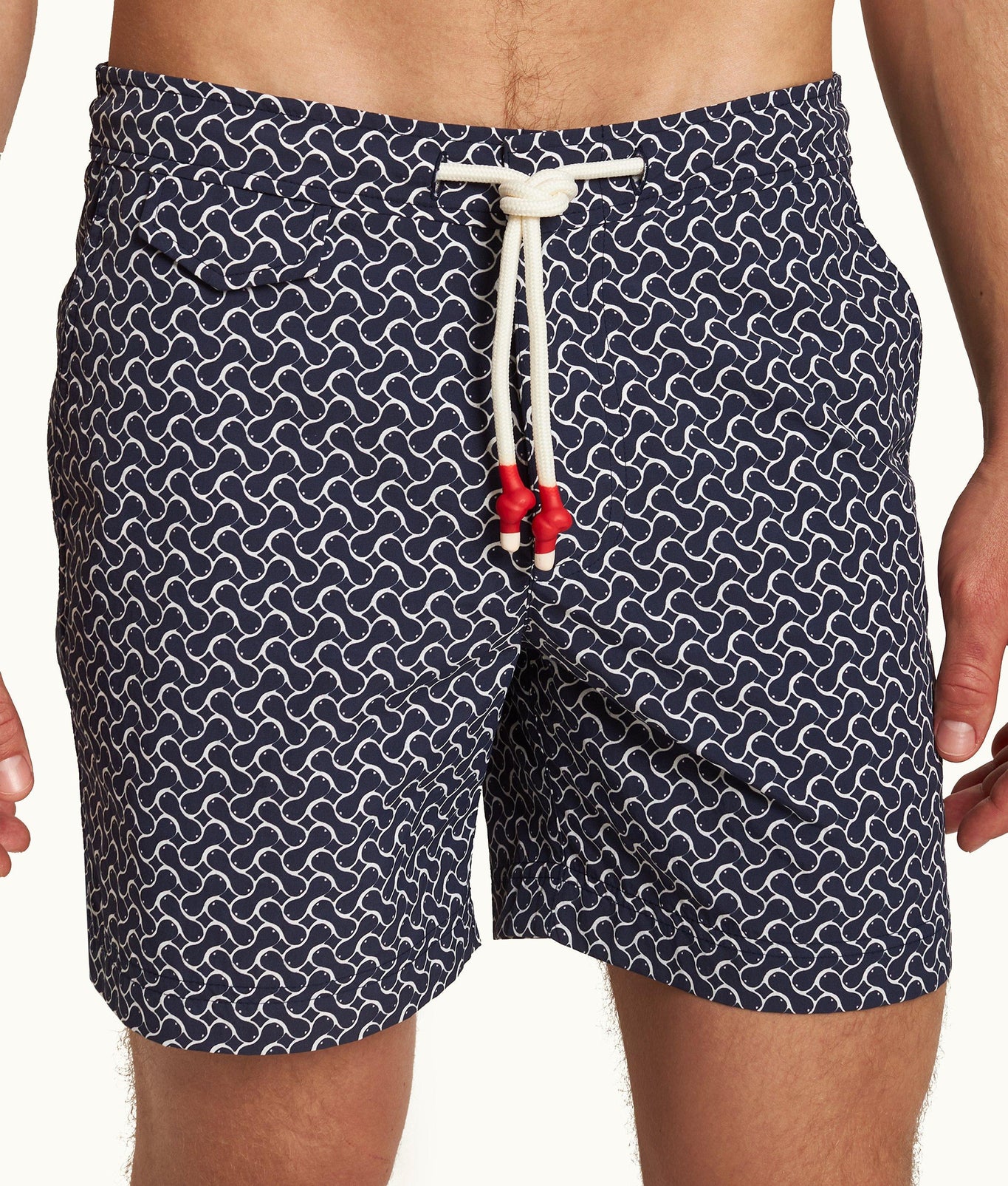 Standard Geometric Mid-Length Drawcord Swim Shorts | Midnight Navy