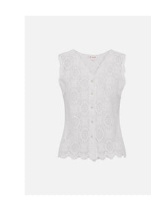 Straight-Cut Lace Vest | White