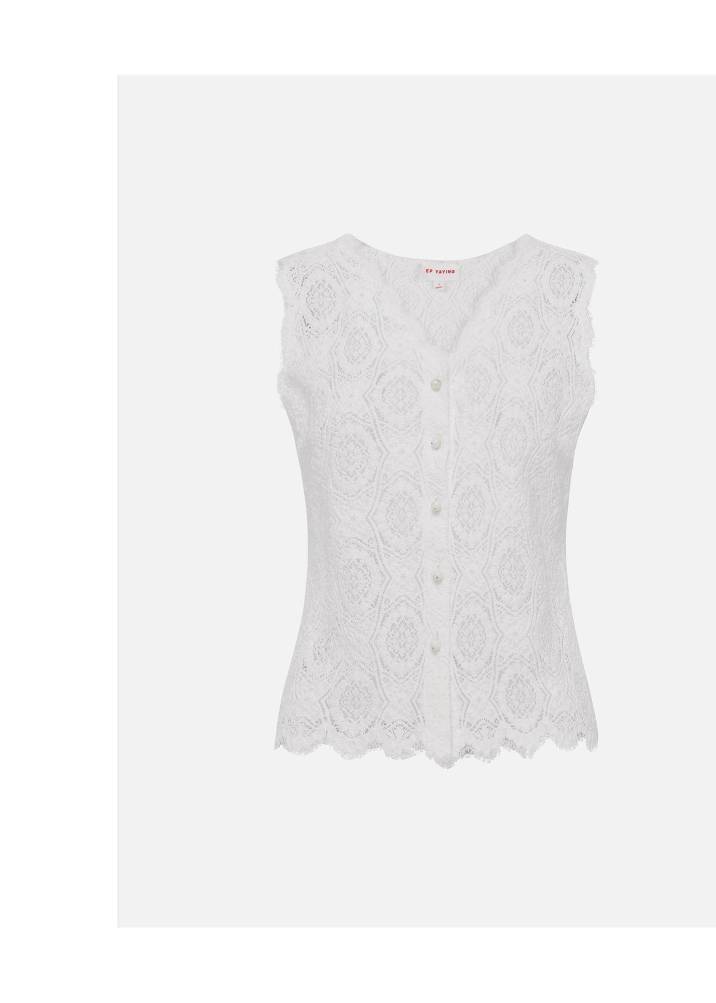 Straight-Cut Lace Vest | White