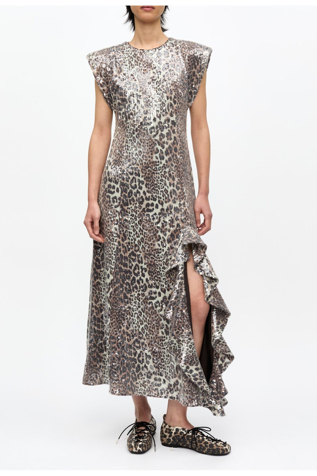 Stretch Sequins Long Dress | Leopard
