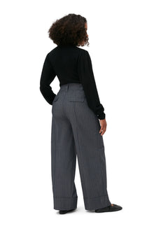 Stripe Wide Leg Trousers | Sky Captain