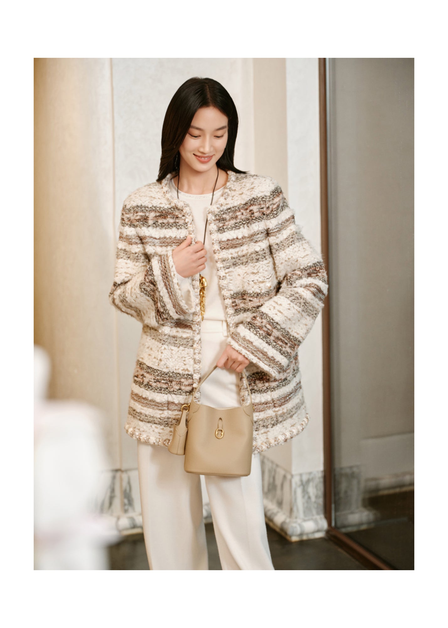 Striped Coat | Beige