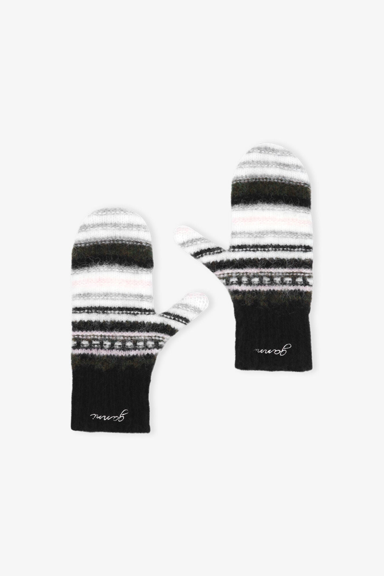Striped Soft Wool Mittens | Black