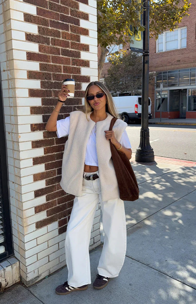Summi Teddy Fleece Vest | Cream
