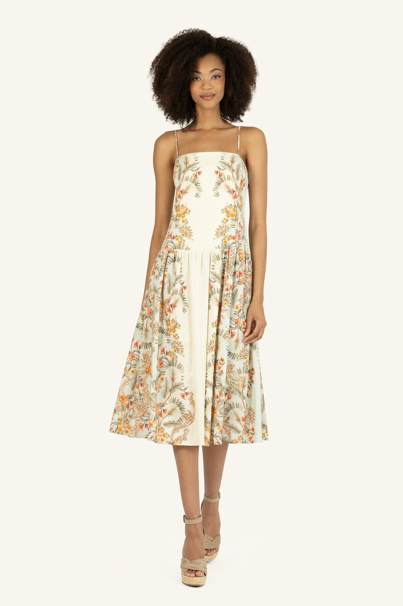 Suzy Dress | Natural Floral Road Print
