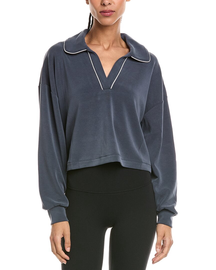 Sweaty Betty | Womens | Sand Wash Crop Henley Sweatshirt | Navy