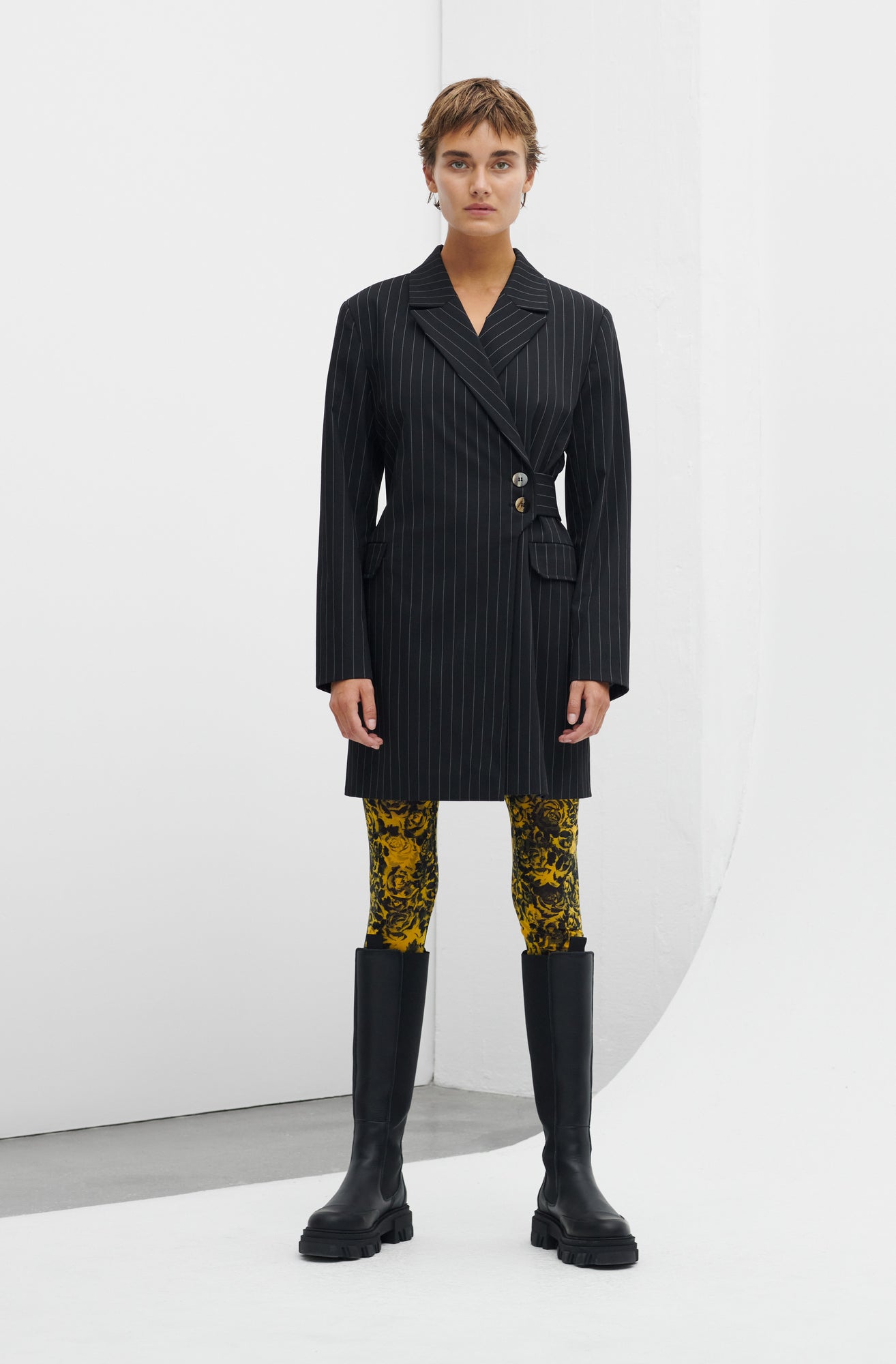 Printed Mesh High Waist Slim Leggings | Lemon