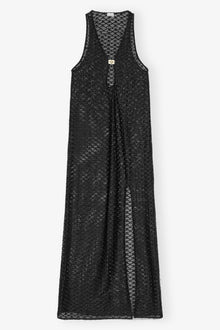 Mesh Lace Long Dress | Black