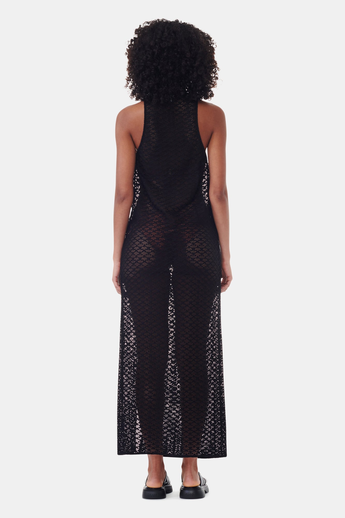 Mesh Lace Long Dress | Black