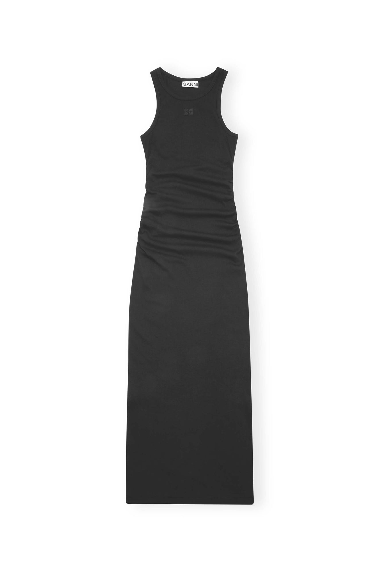 Soft Cotton Rib Tank Top Long Dress | Black