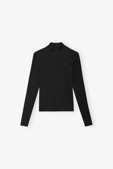 Soft Cotton Rib Long Sleeve T-Shirt | Black