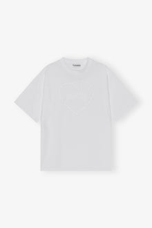 Heavy Cotton Drop Shoulder Heart T-shirt | Bright White