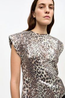 Printed Stretch Sequins Blouse | Leopard