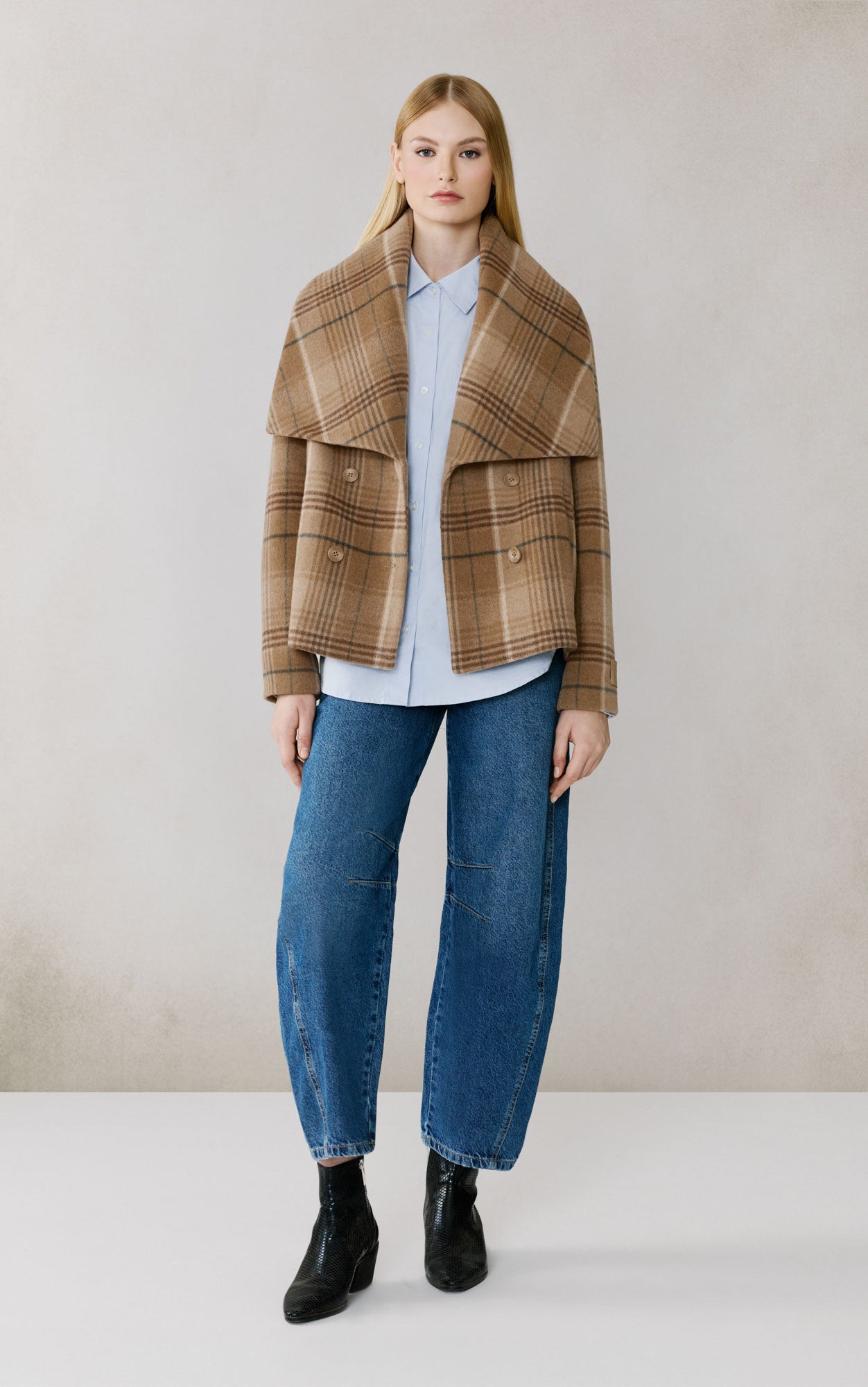 Tala-P Double Breasted Coat In Wool | Teak