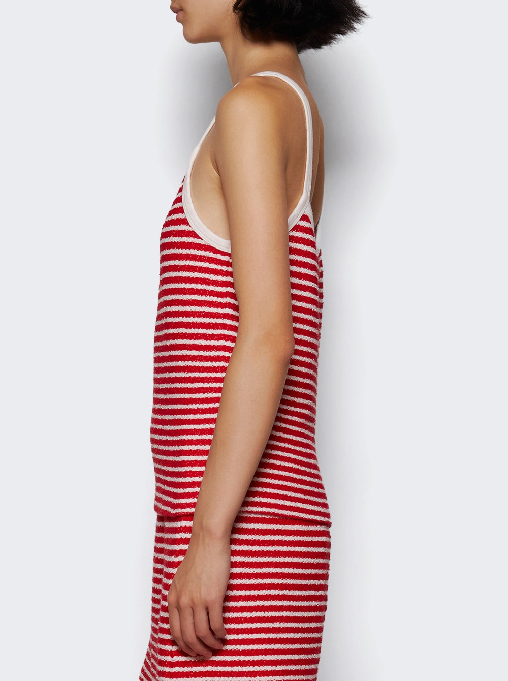 Women | Sporty & Rich | Serif Logo Striped Terry Tank Fire Stripes | Red