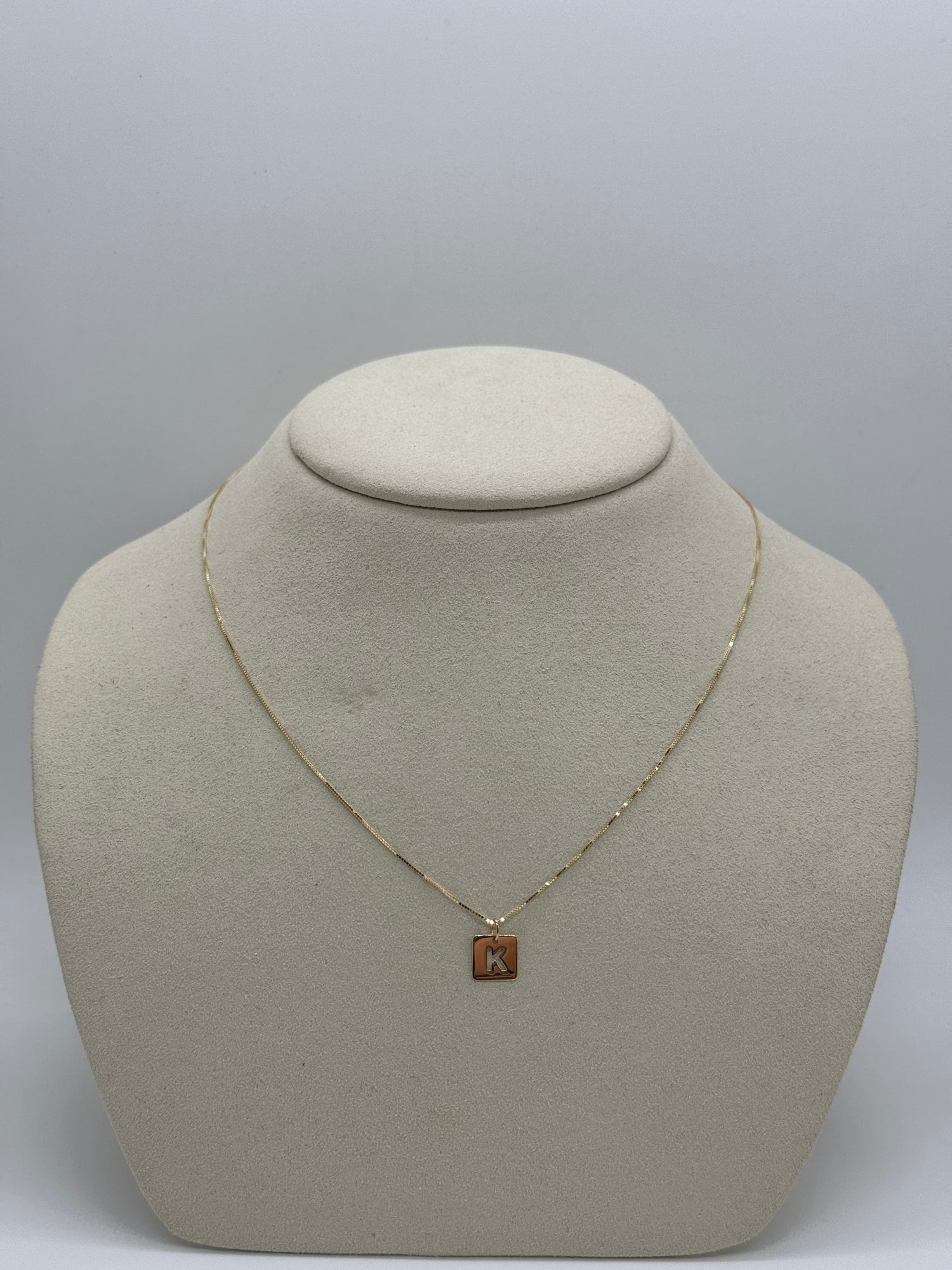 Cut Out Initial Tag Necklace | 10K Yellow Gold