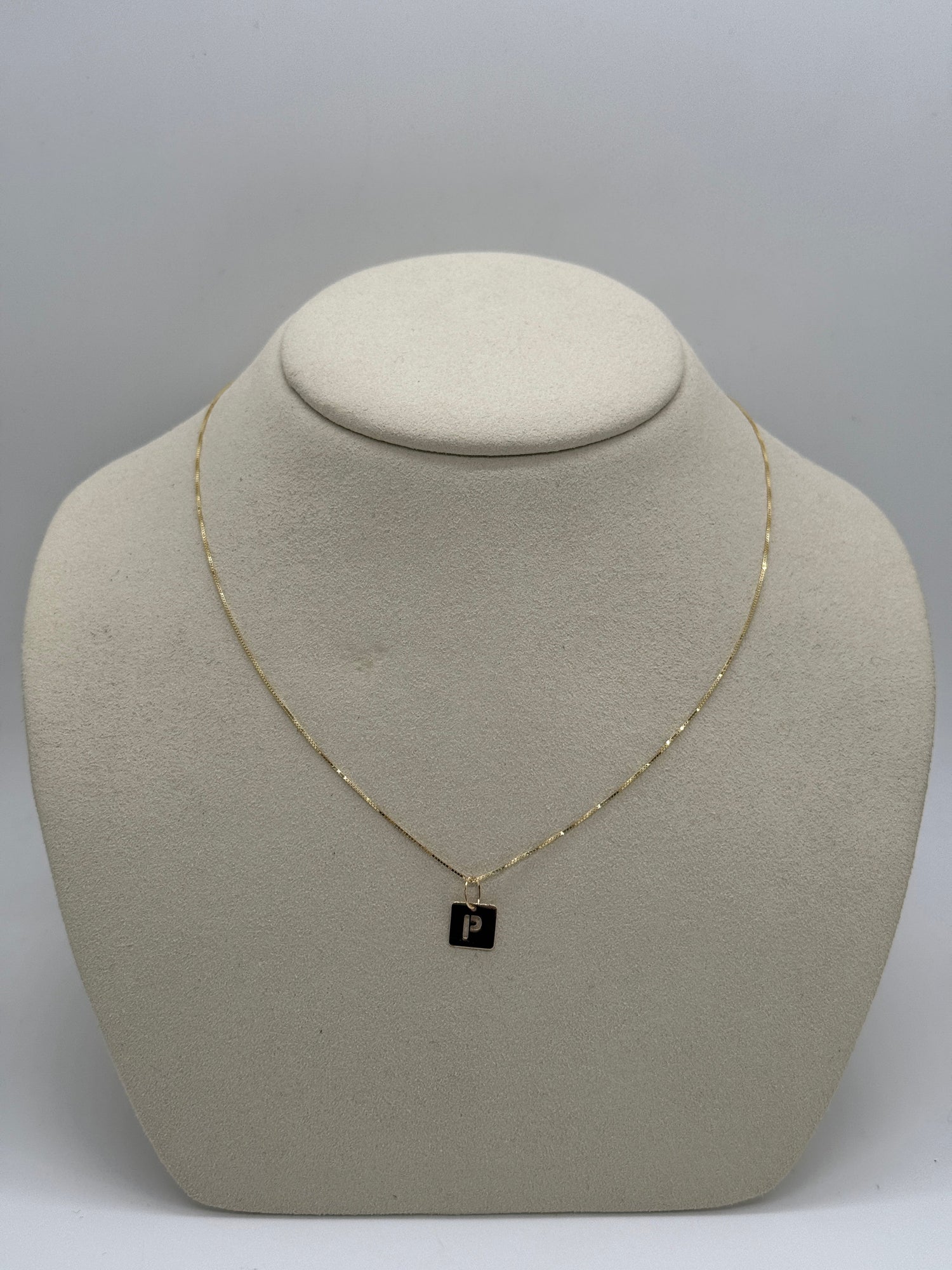 Cut Out Initial Tag Necklace | 10K Yellow Gold