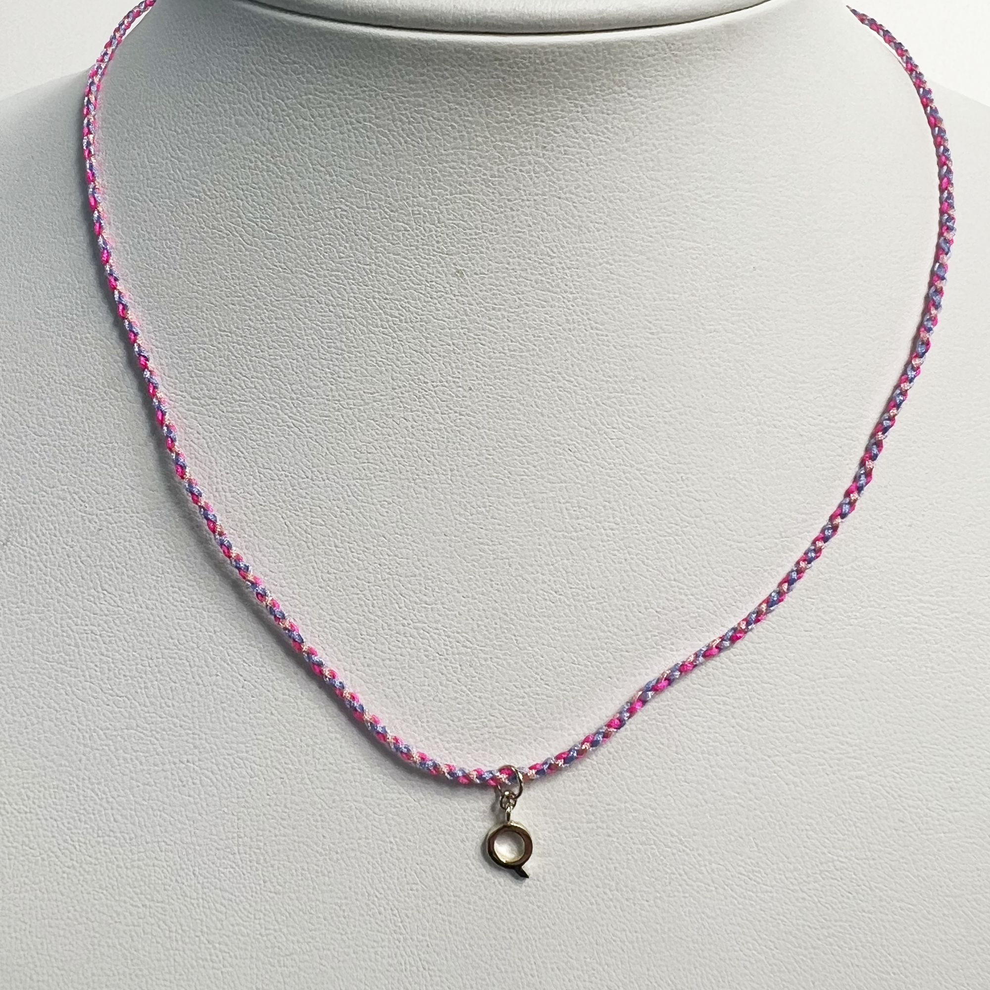 Friendship Initial Necklace | 10K Yellow Gold | Pink