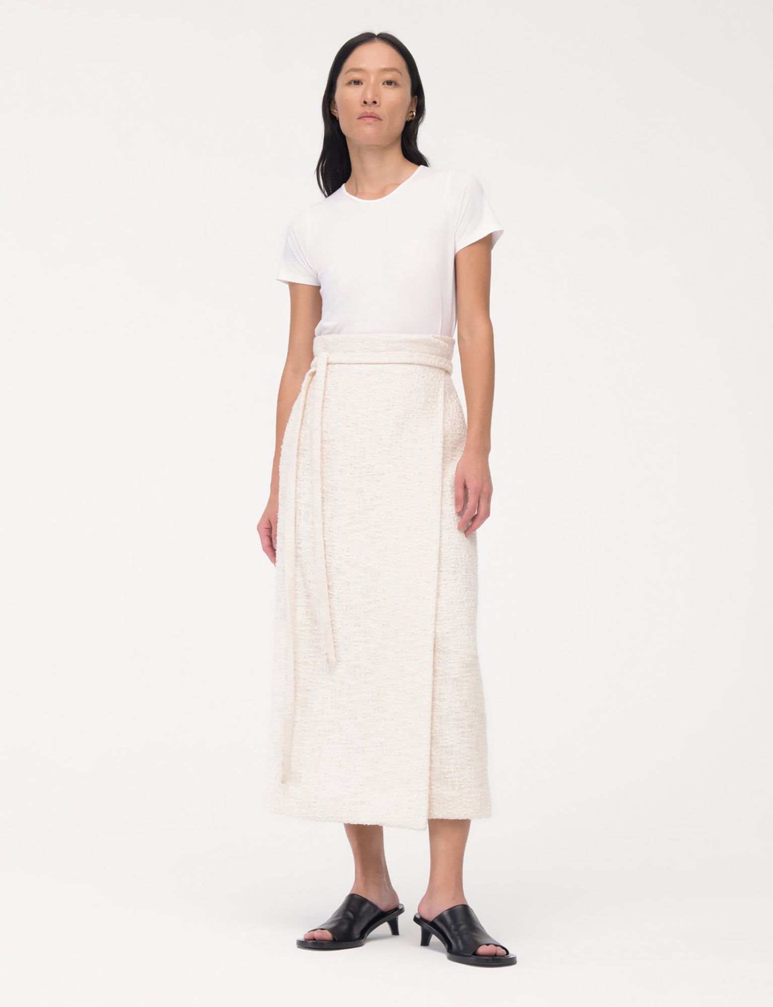 Women | Tweed Wrap Skirt | Cream