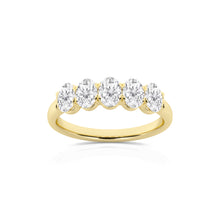 1.00 CT Oval Lab-Grown Diamond | Five Stone Anniversary Wedding Band Ring | 14K Yellow Gold | G Color | VS Clarity