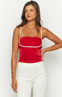 Tamra Low Back Top | Red